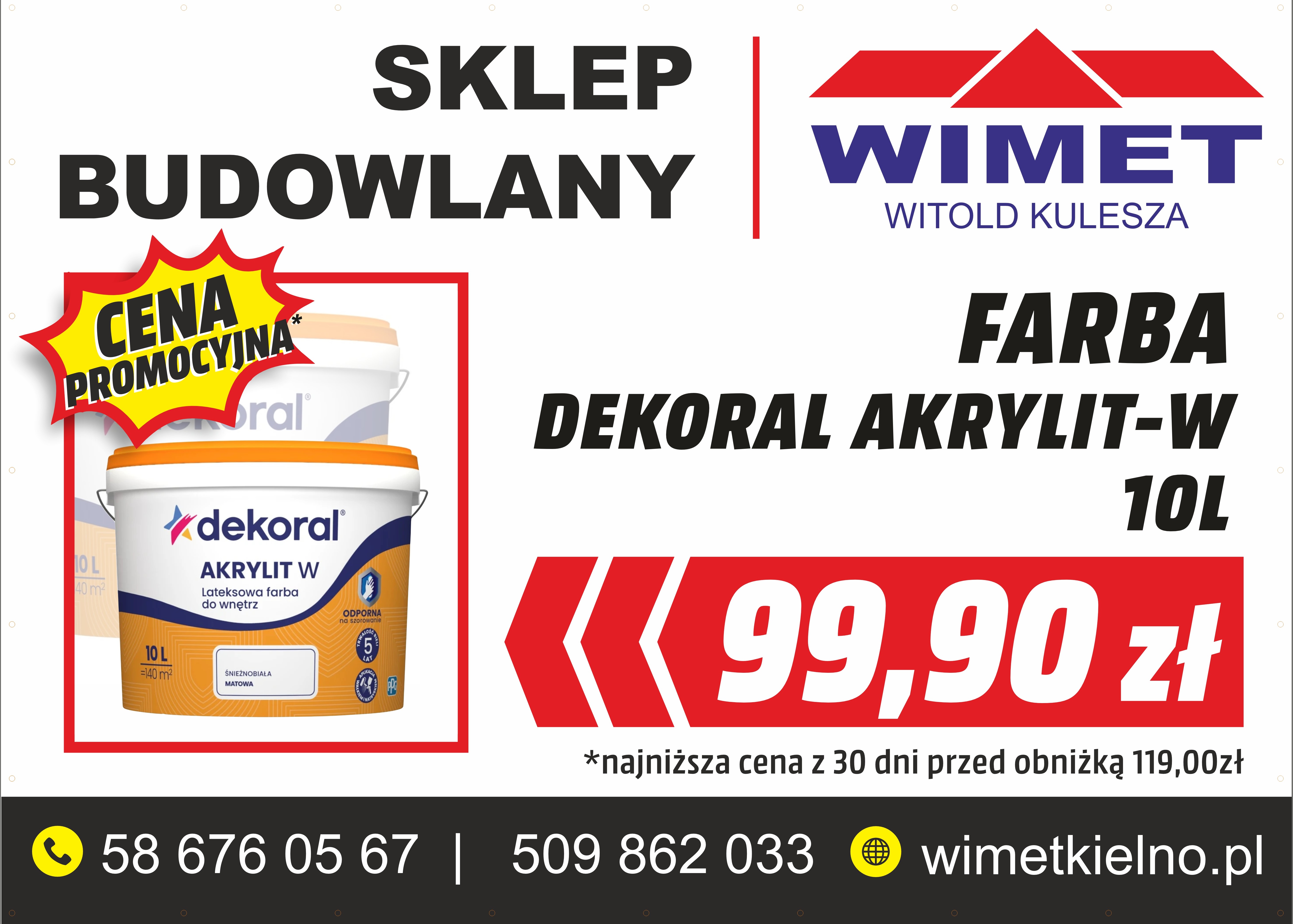 Zapraszamy do zakupu farby Dekoral Akrylit-W 10L.